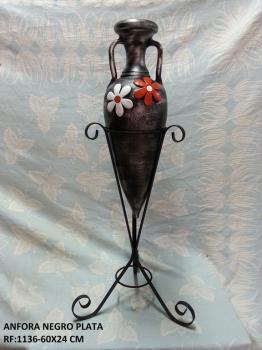 ANFORA NEGRO PLATA